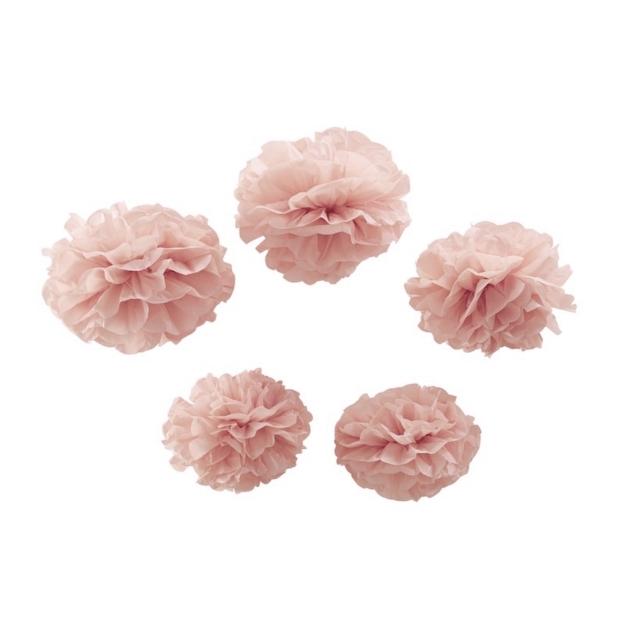 Picture of Tissue Paper Pom Poms powder pink (set 5)