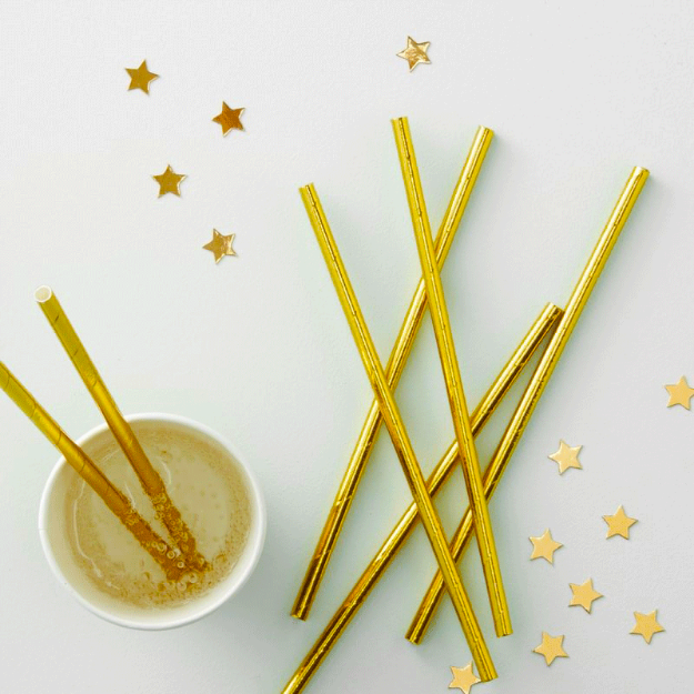 Gold Stars 25pc Paper Straws