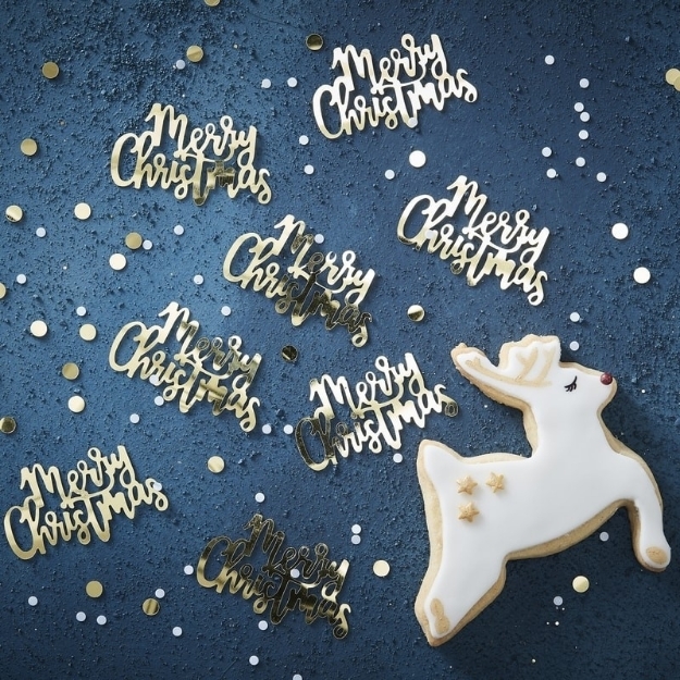 Picture of Gold script Merry Christmas confetti