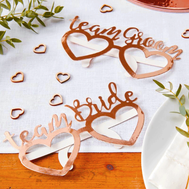 Picture of Rose Gold Foiled Team Bride - Team Groom Fun Glasses