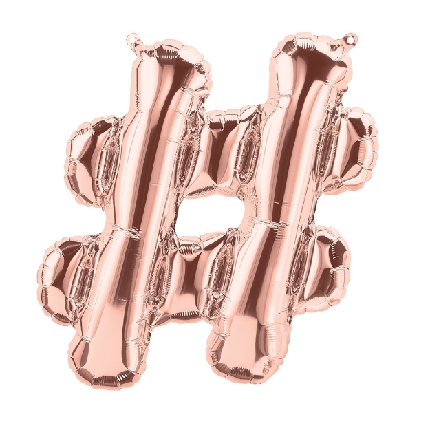 Picture of Foil Balloon Hashtag Rose Gold 83cm