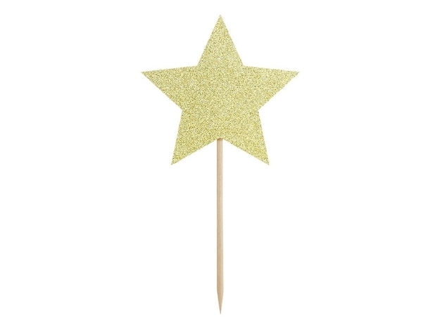 Διακοσμητικά sticks για cupcakes - Χρυσά γκλίτερ αστέρια