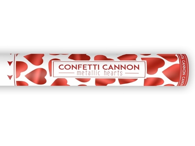 Picture of Confetti cannon with hearts, red, 40cm