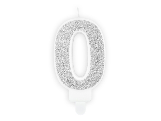 Picture of Silver Glitter 0 Number Candle