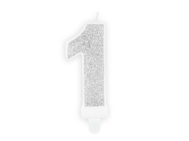 Picture of Silver Glitter 1 Number Candle