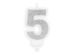 Picture of Silver Glitter 5 Number Candle