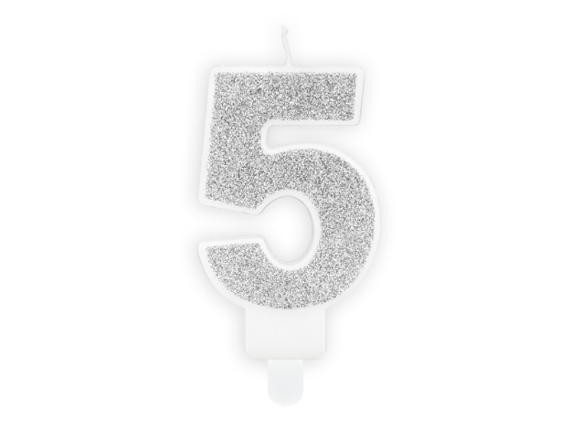 Picture of Silver Glitter 5 Number Candle