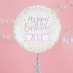 Picture of Personalised iridescent happy birthday foil balloon 