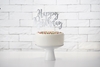 Διακοσμητικό τούρτας χάρτινο - Happy Birthday ασημί 