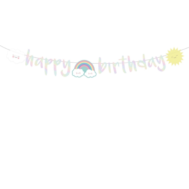 Γιρλάντα Happy Birthday - Συννεφάκι με ουράνιο τόξο