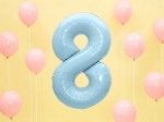 Picture of Foil Balloon Number "8", 86cm, light blue
