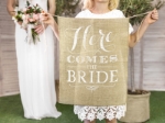 Banner από λινάτσα - Ηere comes the Bride