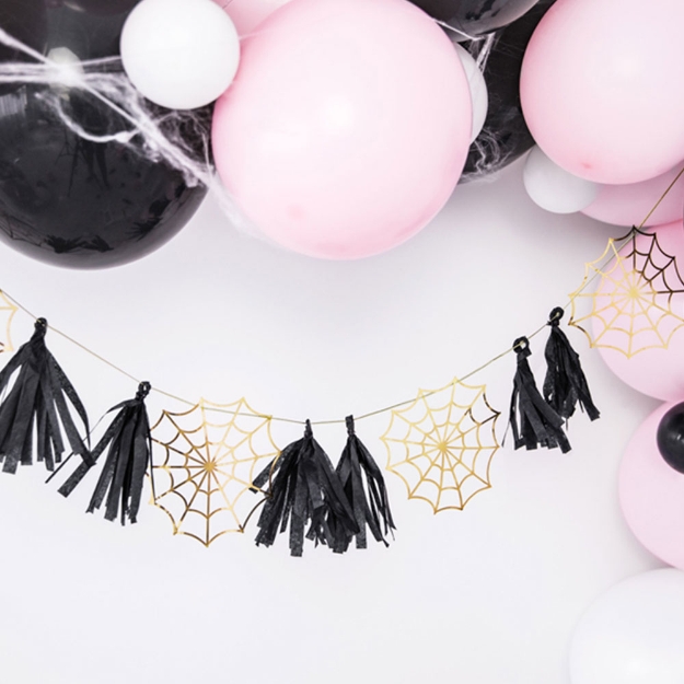 Picture of Paper garland with tassels and spiderwebs