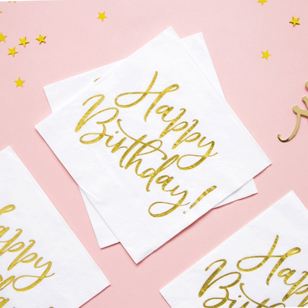 Χαρτοπετσέτες - Happy birthday χρυσό (20τμχ)