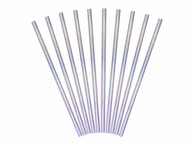 Picture of Paper Straws, silver iridescent (10pc)