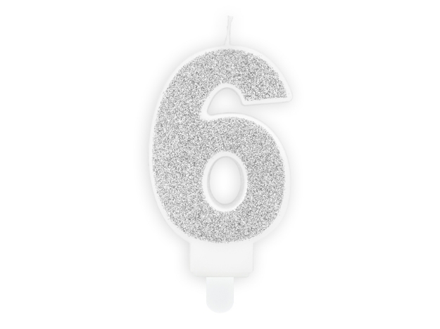 Picture of Silver Glitter 6 Number Candle