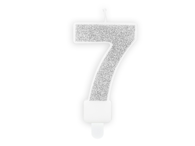 Picture of Silver Glitter 7 Number Candle