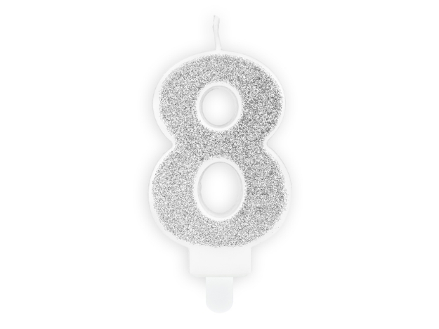 Picture of Silver Glitter 8 Number Candle