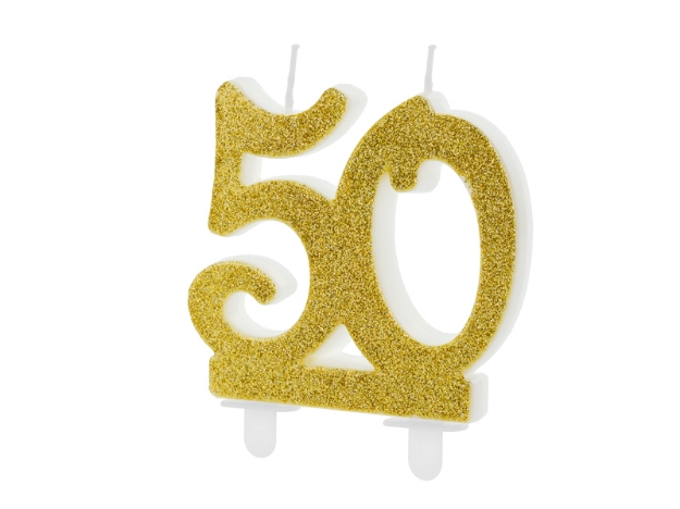 Picture of Gold Glitter 50 Number Candle