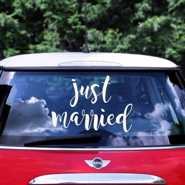 Picture of Wedding day car sticker - Just married