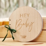 Picture of Wooden guest book - Hey baby! 