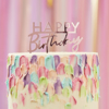 Διακοσμητικό τούρτας - Happy Birthday metallic pink χρώμα