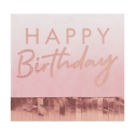 Picture of Paper napkins - Happy Birthday ombre rose gold with fringes (16pcs)