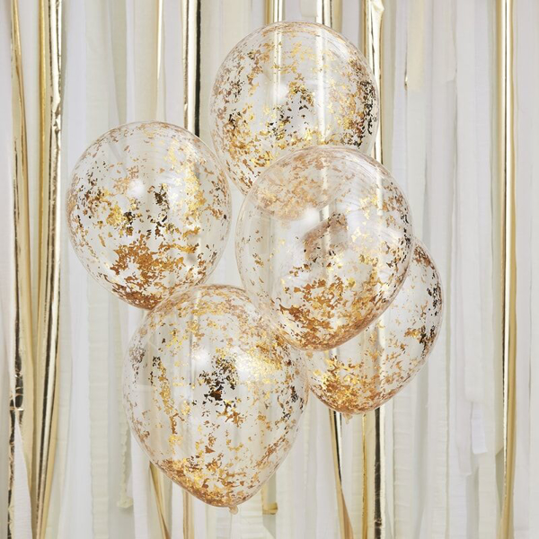 Picture of Gold confetti filled balloons