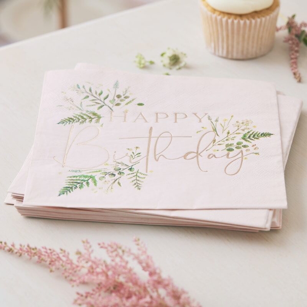 Picture of Paper napkins - Happy birthday floral (16pcs)