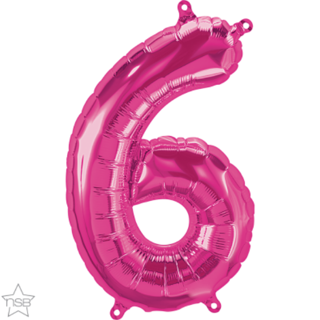 Picture of Foil balloon number 6 magenta 40cm