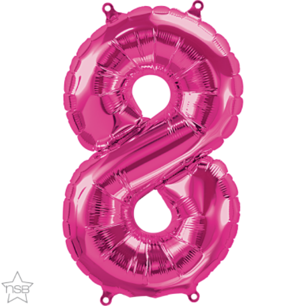 Picture of Foil balloon number 8 magenta 40cm