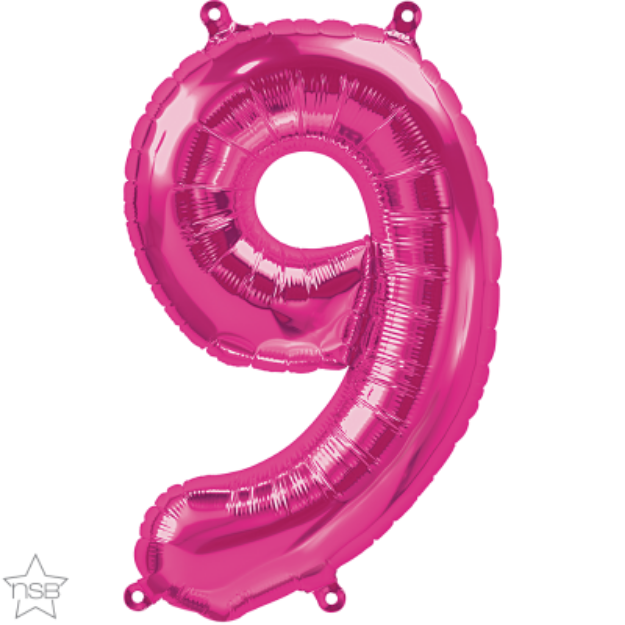 Picture of Foil balloon number 9 magenta 40cm