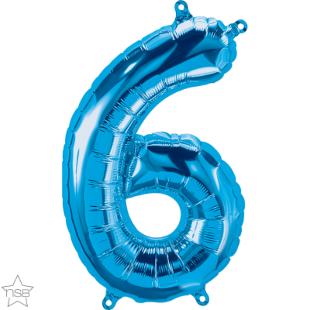Picture of Foil balloon number 6 blue 40cm