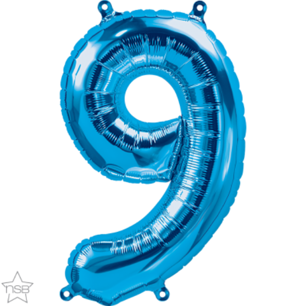 Picture of Foil balloon number 9 blue 40cm