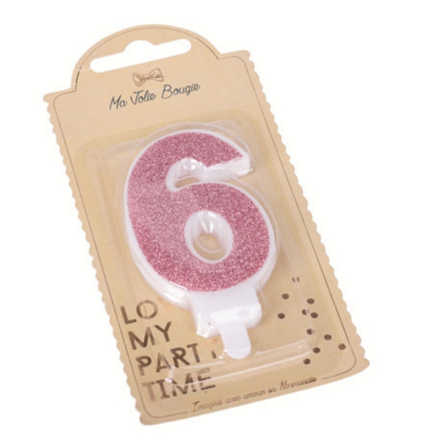 Picture of Rose Gold Glitter 6 Number Candle