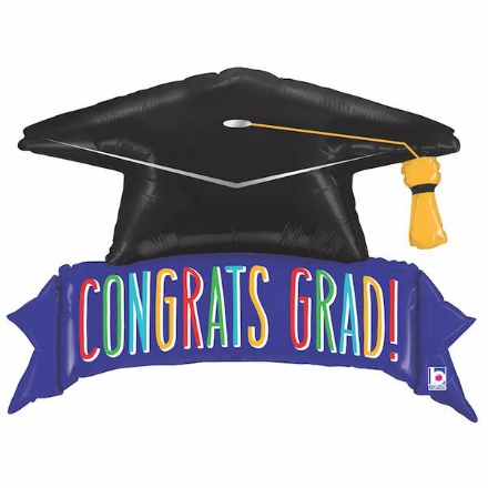 Show details for Foil balloon - Graduation hat Picture of Foil balloon - Graduation hat