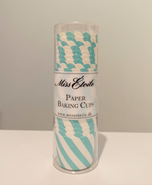 Picture of Baking cups light blue with stripes - Miss etoile 