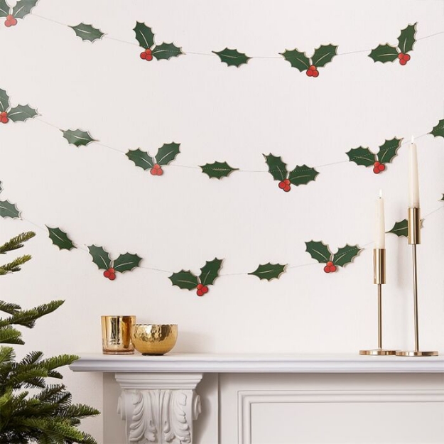 Picture of Holly leaves Christmas garland decoration 
