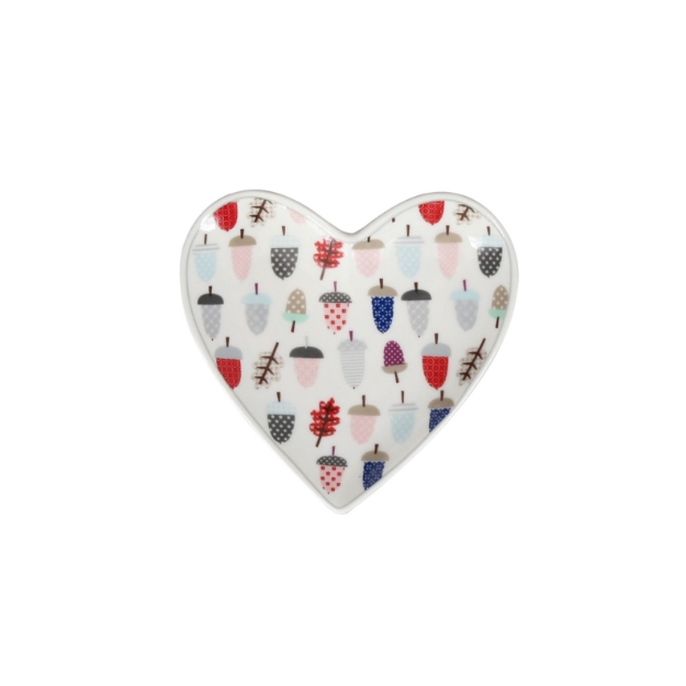 Πιατάκι κεραμικό καρδιά - Πολύχρωμα βελανίδια