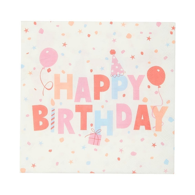 Picture of Paper Napkins - Happy Birthday pink (20pcs)