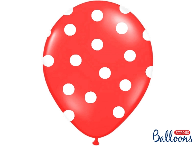 Σετ μπαλόνια κόκκινα με λευκά πουά (6τμχ) 