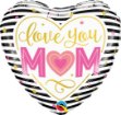 Εικόνα της Μπαλόνι Foil σε σχήμα Καρδιά - Love you mom ριγέ