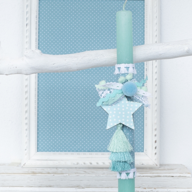 Picture of Easter candle - Light mint little star
