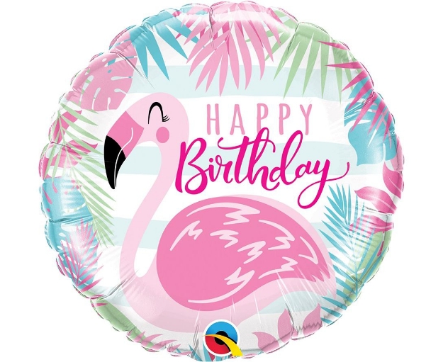 Picture of Foil balloon Ηappy birthday flamingo