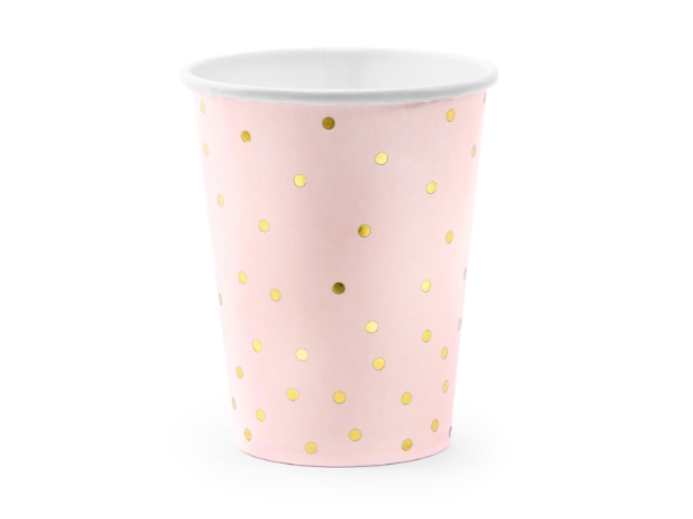 Picture of Paper cups - Powder pink with gold polka dots (6pcs)