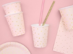 Picture of Paper cups - Powder pink with gold polka dots (6pcs)