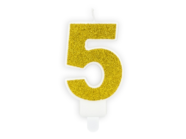 Picture of Gold Glitter 5 Number Candle