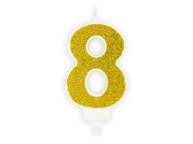 Picture of Gold Glitter 8 Number Candle