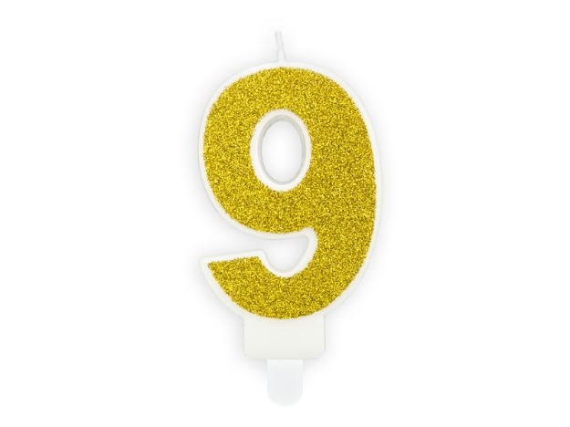 Picture of Gold Glitter 9 Number Candle
