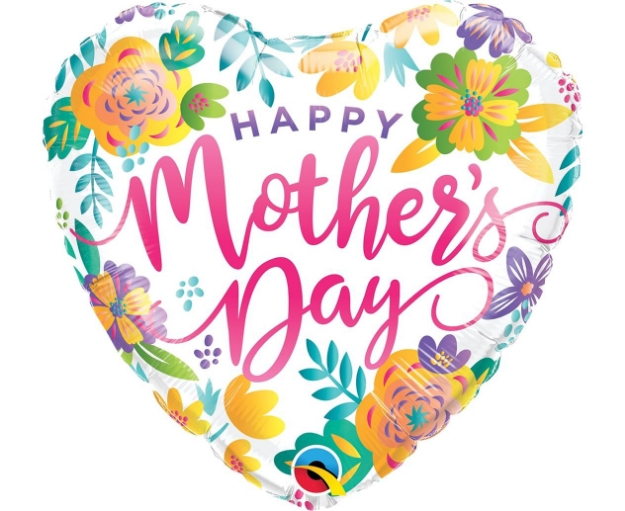 Μπαλόνι Foil σε σχήμα Καρδιά - Happy mother's day floral